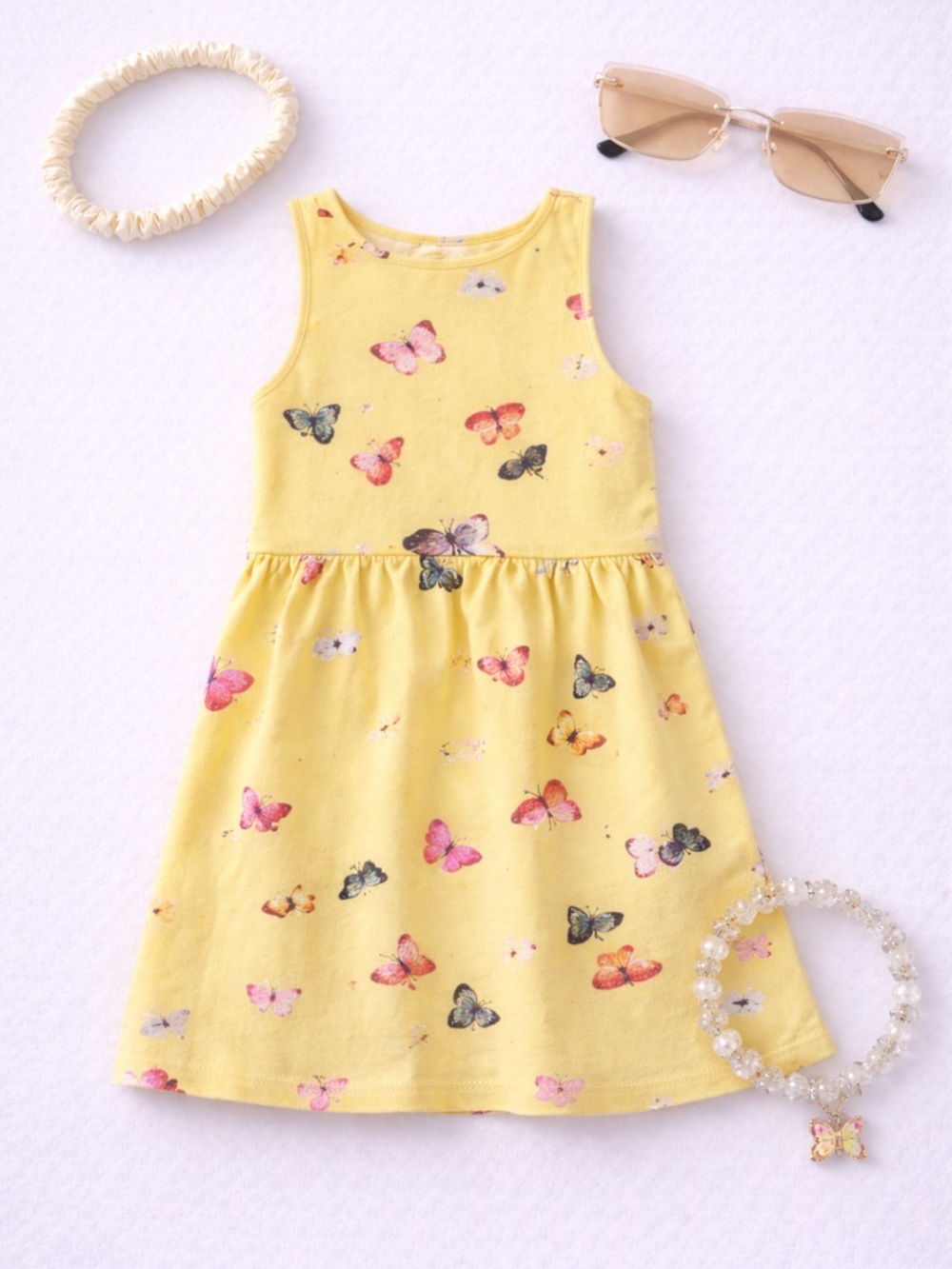 H&M Girls Butterfly Dress Set Sunglasses Bracelet Headband 8-10Y